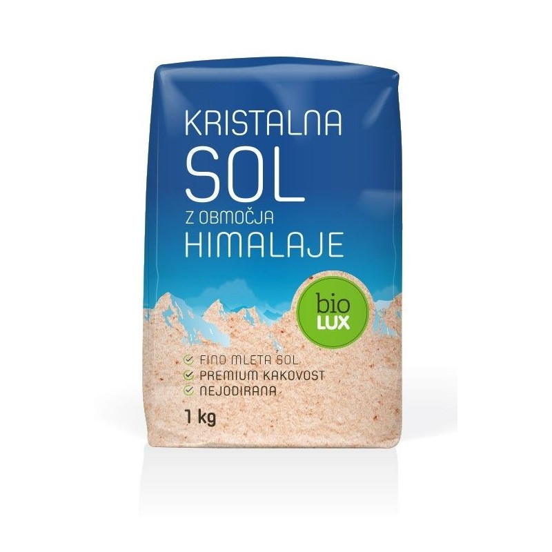 Kristalna sol iz območja Himalaje, mleta - BioLUX, 1 kg